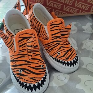 Toddler Vans Kids Orange Tiger Shark Slip-On Sneakers 10c